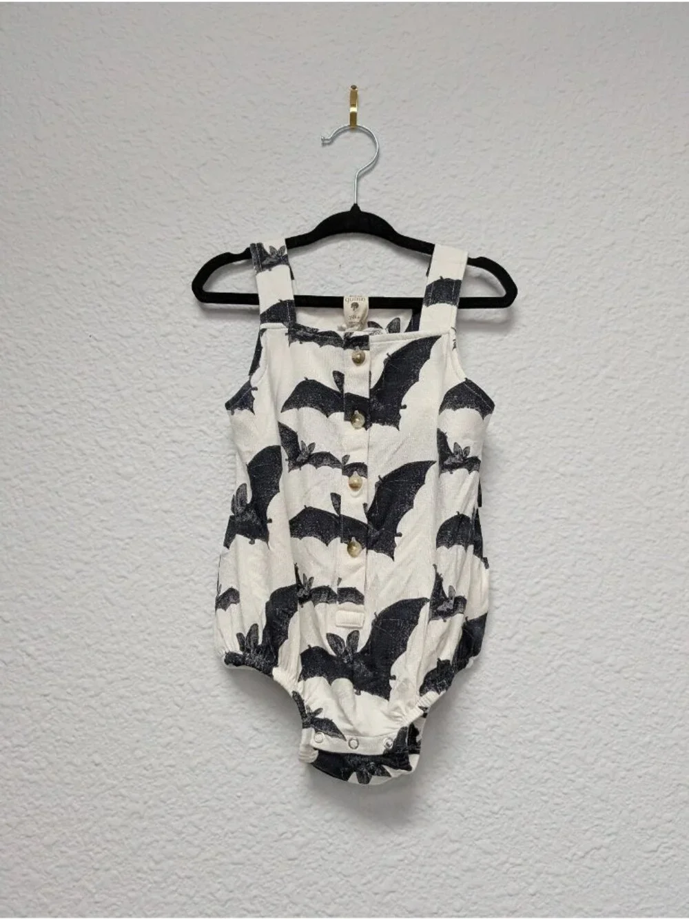 Kate Quinn Bamboo Black & White Bats Bubble 18-24 Baby Romper Spooky Halloween